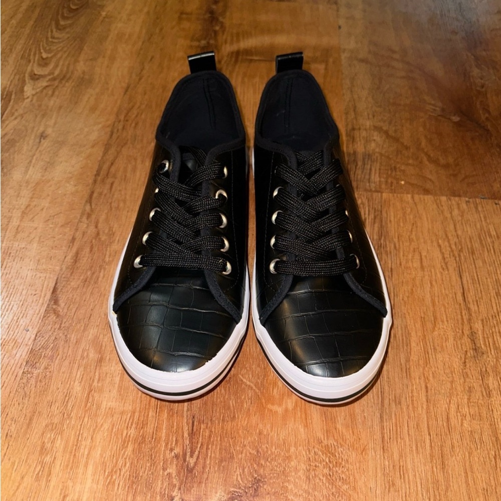 Evan’s Black Canvas Sneakers with White Soles